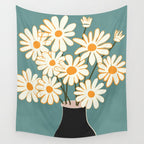 White Daisy Bouquet in Vase No. 1 Wall Tapestry Gallery Image 4