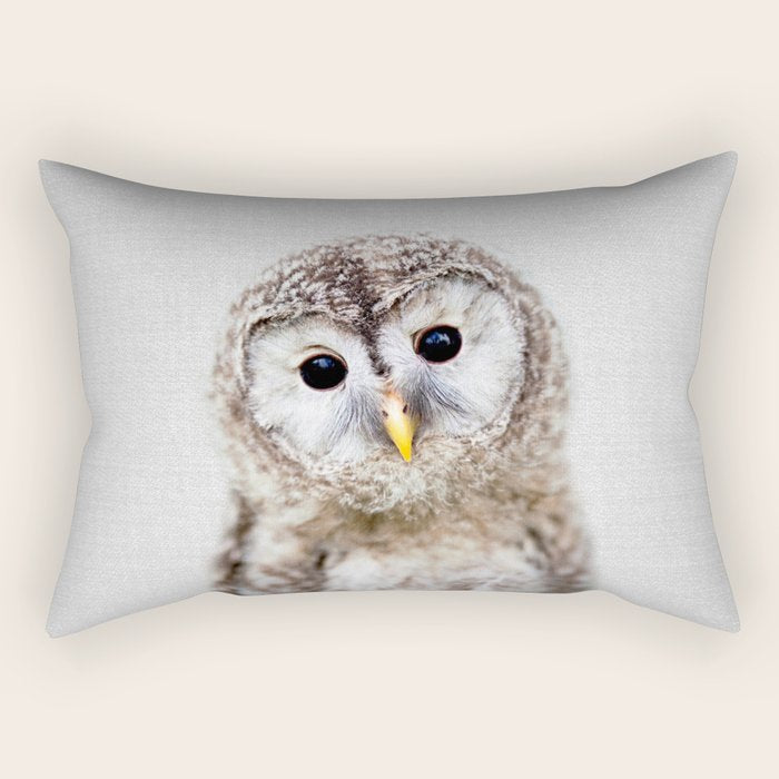 Baby Owl - Colorful Rectangular Pillow Gallery Image 1