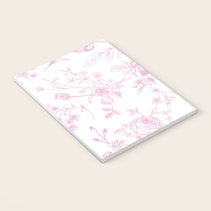 Toile de Jouy Pink Vintage French Floral Notebook Gallery Image 3