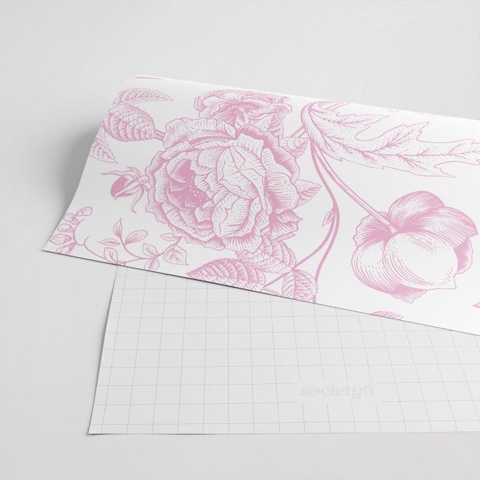 Toile de Jouy Pink Vintage French Floral Wrapping Paper Gallery Image 2