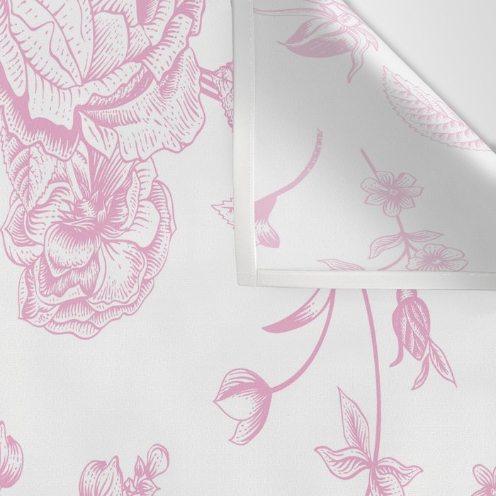 Toile de Jouy Pink Vintage French Floral Wall Tapestry Gallery Image 3