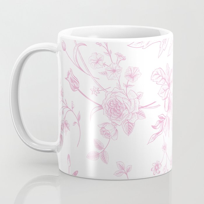 Toile de Jouy Pink Vintage French Floral Coffee Mug Gallery Image 3