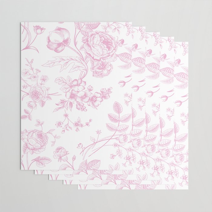Toile de Jouy Pink Vintage French Floral Wrapping Paper Gallery Image 3