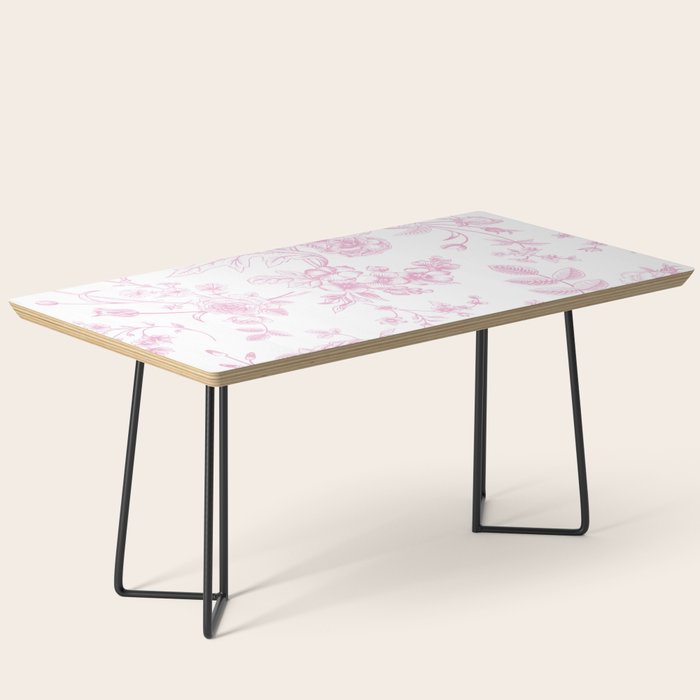 Toile de Jouy Pink Vintage French Floral Coffee Table Gallery Image 1