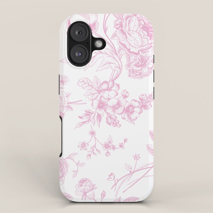 Toile de Jouy Pink Vintage French Floral iPhone Case Gallery Image 1