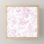 Toile de Jouy Pink Vintage French Floral Mini Art Print Gallery Image 1