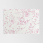 Toile de Jouy Pink Vintage French Floral Rug Gallery Image 2