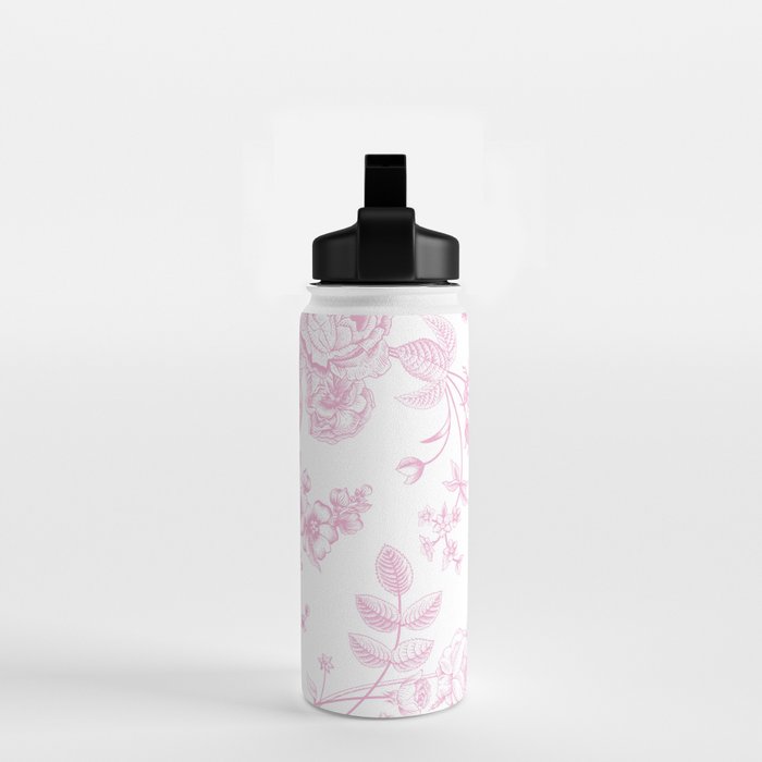 Toile de Jouy Pink Vintage French Floral Water Bottle Gallery Image 2