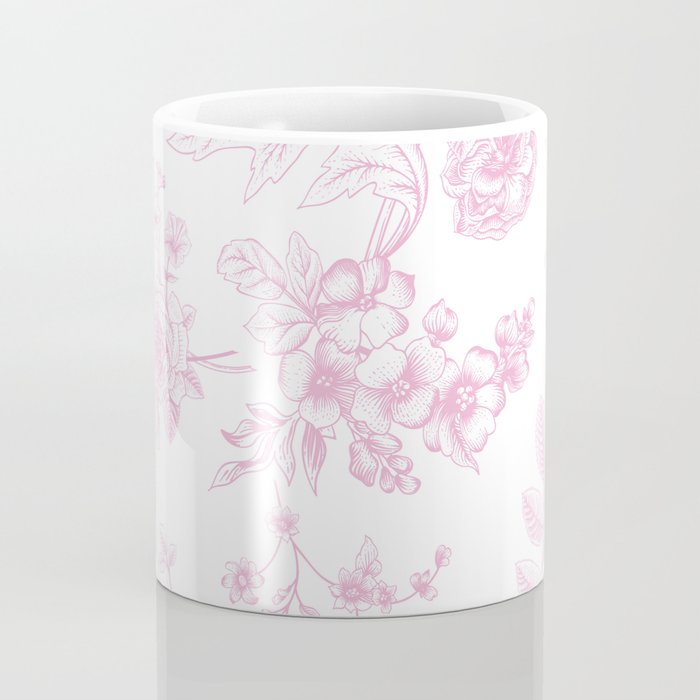 Toile de Jouy Pink Vintage French Floral Coffee Mug Gallery Image 4
