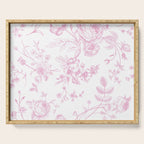 Toile de Jouy Pink Vintage French Floral Serving Tray Gallery Image 1