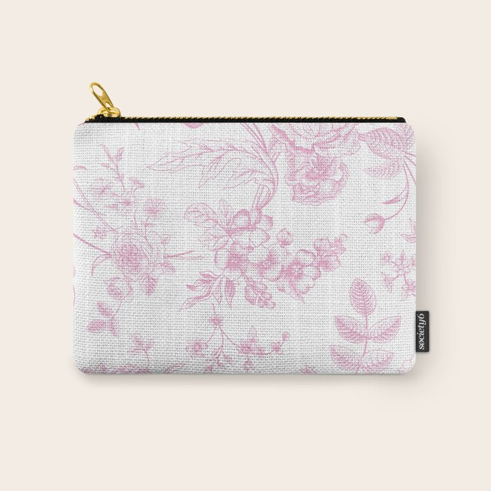 Toile de Jouy Pink Vintage French Floral Carry All Pouch Gallery Image 1