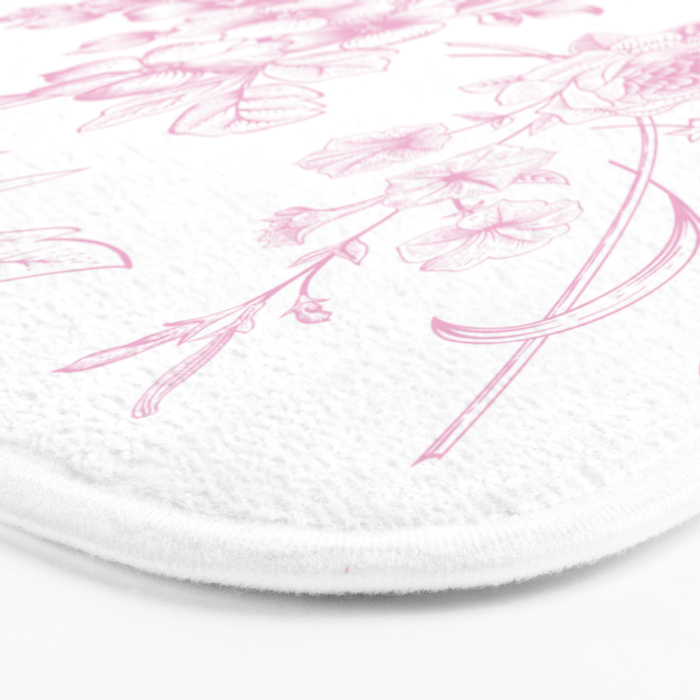 Toile de Jouy Pink Vintage French Floral Bath Mat Gallery Image 3