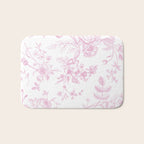 Toile de Jouy Pink Vintage French Floral Bath Mat Gallery Image 1
