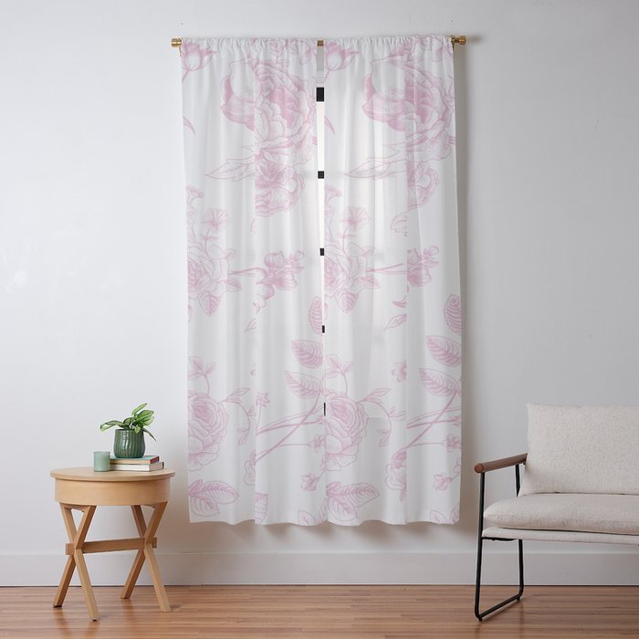 Toile de Jouy Pink Vintage French Floral Window Curtain Gallery Image 9