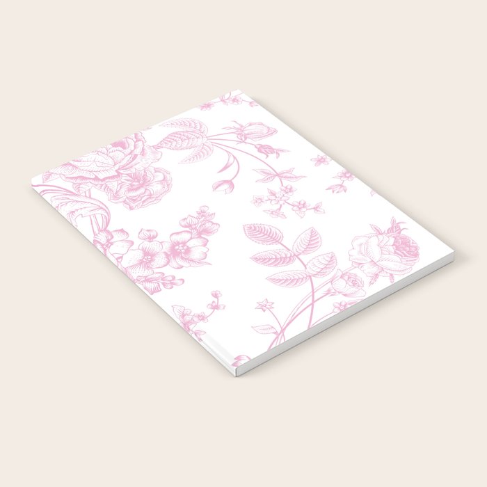 Toile de Jouy Pink Vintage French Floral Notebook Gallery Image 2