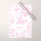 Toile de Jouy Pink Vintage French Floral Wrapping Paper Gallery Image 1
