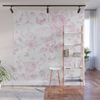 Toile de Jouy Pink Vintage French Floral Wall Mural Gallery Image 1