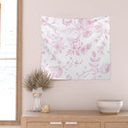 Toile de Jouy Pink Vintage French Floral Wall Tapestry Gallery Image 2