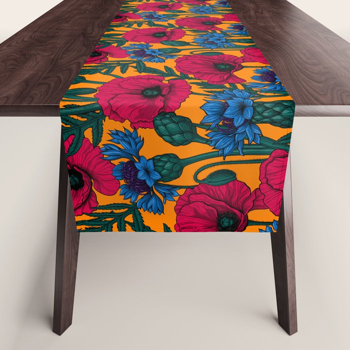 Red poppies and blue cornflowers Table Runner Gallery Image 1