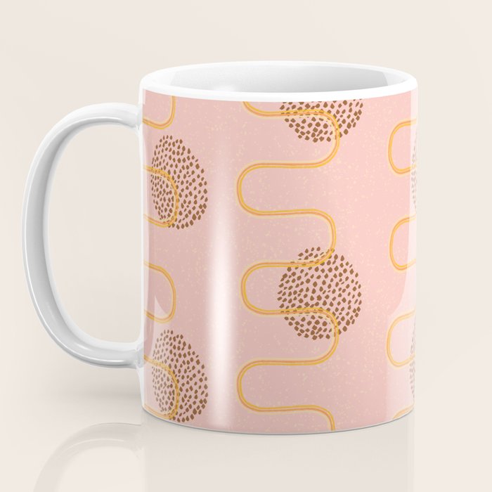 Abstract Fields in Peach Pink & Brown Coffee Mug Gallery Image 3