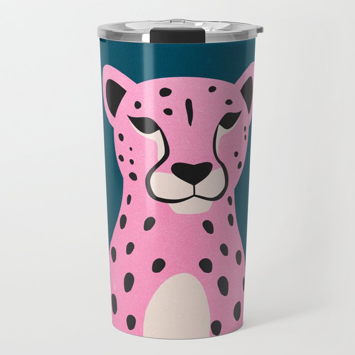 The Stare: Night Race Pink Cheetah Edition Travel Mug Gallery Image 1
