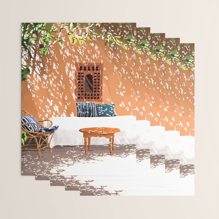 A Relaxed Afternoon | Tropical Summer Architecture | Buildings India Travel Bohemian Décor Painting Wrapping Paper Gallery Image 3