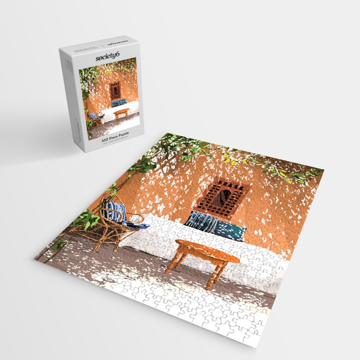 A Relaxed Afternoon | Tropical Summer Architecture | Buildings India Travel Bohemian Décor Painting Jigsaw Puzzle Gallery Image 2