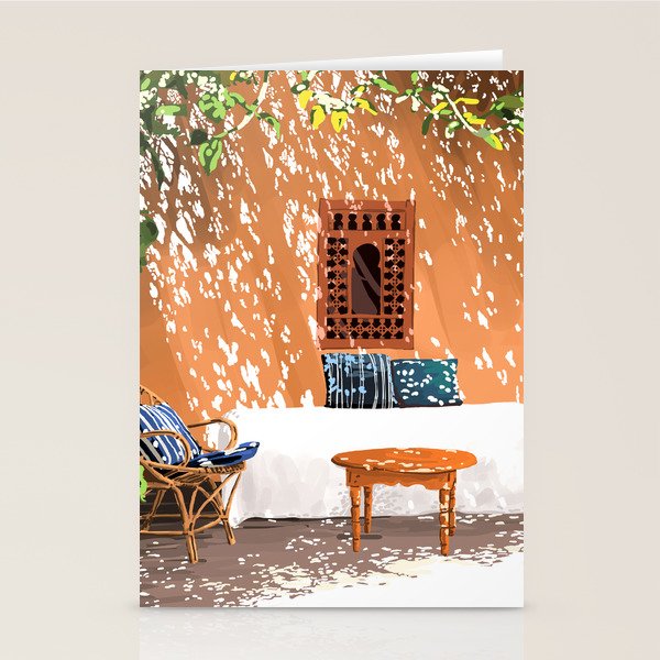 A Relaxed Afternoon | Tropical Summer Architecture | Buildings India Travel Bohemian Décor Painting Stationery Card Gallery Image 2