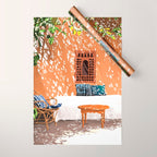A Relaxed Afternoon | Tropical Summer Architecture | Buildings India Travel Bohemian Décor Painting Wrapping Paper Gallery Image 1