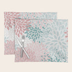 Floral Bloom, Teal, Green, Pink and White Placemat Gallery Image 1