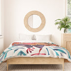 Le Coq - Watercolor Rooster with Turquoise Leaves Duvet Cover Gallery Image 3