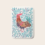 Le Coq - Watercolor Rooster with Turquoise Leaves Bath Mat Gallery Image 1