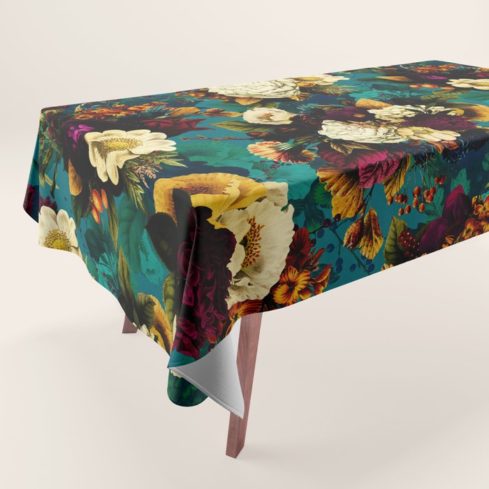 Before Midnight Blue Hour Vintage Fall Flowers Garden Tablecloth Gallery Image 1