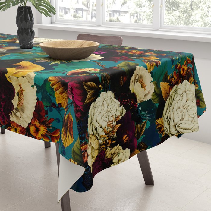 Before Midnight Blue Hour Vintage Fall Flowers Garden Tablecloth Gallery Image 3