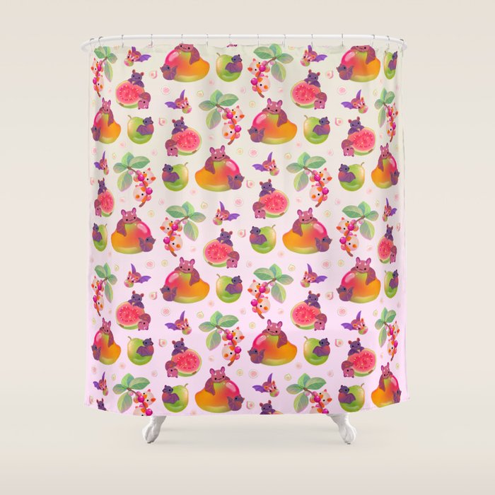  Fruit and bat - pastel Shower Curtain Gallery Image 1