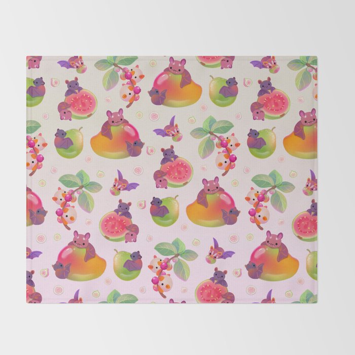  Fruit and bat - pastel Throw Blanket Gallery Image 2