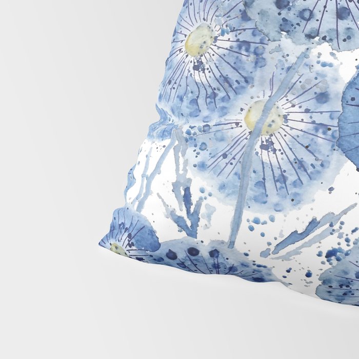 blue indigo dandelion pattern watercolor Pillow Sham Gallery Image 4