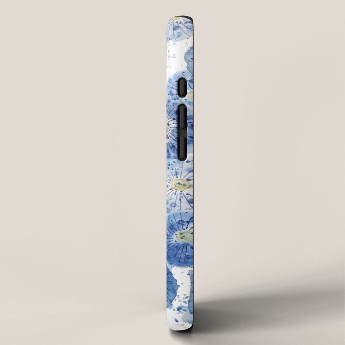 blue indigo dandelion pattern watercolor iPhone Case Gallery Image 2