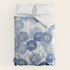 blue indigo dandelion pattern watercolor Comforter Gallery Image 6