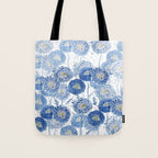 blue indigo dandelion pattern watercolor Tote Bag Gallery Image 1