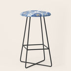 blue indigo dandelion pattern watercolor Stool Gallery Image 1