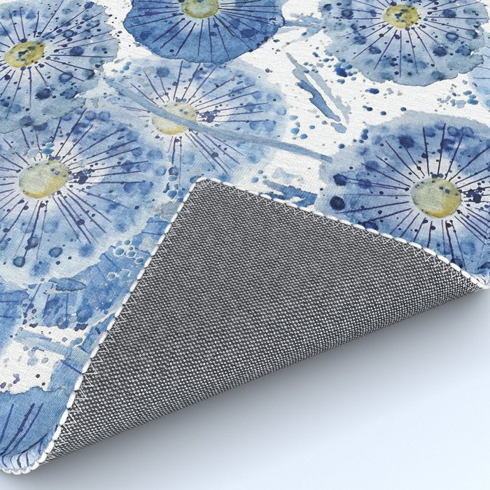 blue indigo dandelion pattern watercolor Rug Gallery Image 4