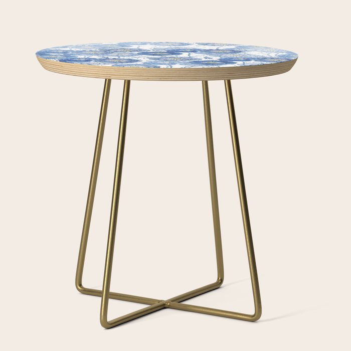blue indigo dandelion pattern watercolor Side Table Gallery Image 1