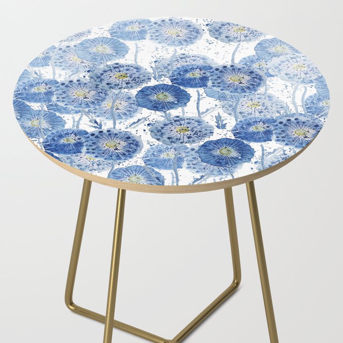 blue indigo dandelion pattern watercolor Side Table Gallery Image 2