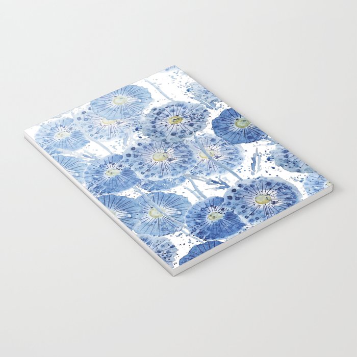 blue indigo dandelion pattern watercolor Notebook Gallery Image 3