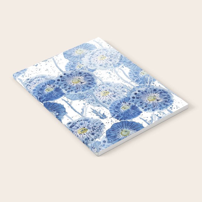 blue indigo dandelion pattern watercolor Notebook Gallery Image 2