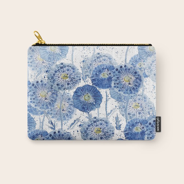 blue indigo dandelion pattern watercolor Carry All Pouch Gallery Image 1