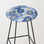 blue indigo dandelion pattern watercolor Stool Gallery Image 2