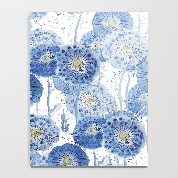 blue indigo dandelion pattern watercolor Notebook Gallery Image 4