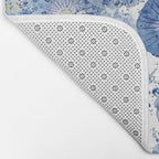 blue indigo dandelion pattern watercolor Bath Mat Gallery Image 2
